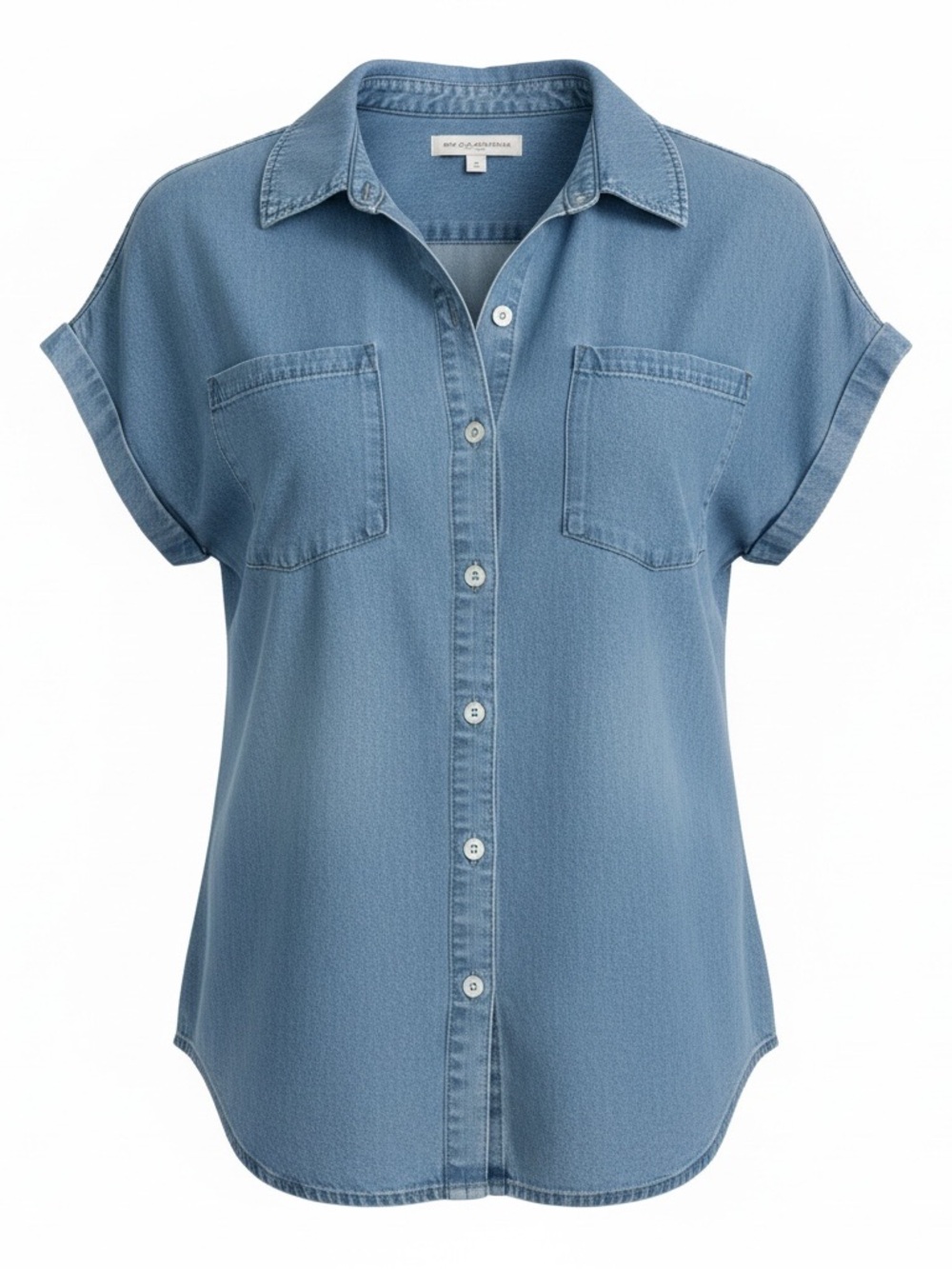 JACHS Girlfriend Light Blue Chambray Button-Down Shirt - Size Medium